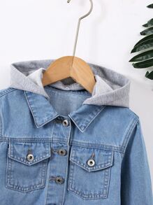 小男童1入組翻蓋口袋牛仔襯衫