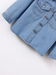 小男童1入組翻蓋口袋牛仔襯衫