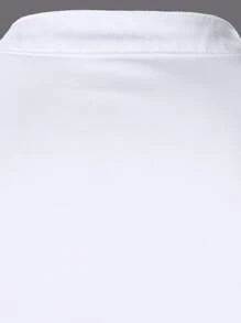 Manfinity Homme Men Letter Graphic Notched Neck Polo Shirt - White - View 4