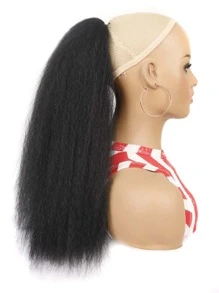 Long Yaki Straight Ponytail Extensions - 18 Inch Drawstring Synthetic Hair Extensions For Women And Girls - Natural Look And Feel Hair Accessories - Black - View 6