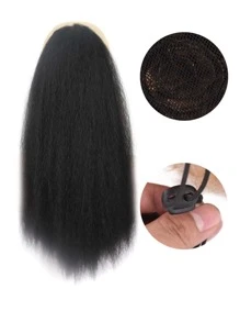Long Yaki Straight Ponytail Extensions - 18 Inch Drawstring Synthetic Hair Extensions For Women And Girls - Natural Look And Feel Hair Accessories - Black - View 7