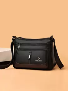 Túi đeo vai & đeo chéo họa tiết da thời trang mới 2024 dành cho nữ, Túi xách thường ngày dung tích lớn dành cho phụ nữ trung niên - màu đen - Xem 2