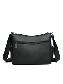 Túi đeo vai & đeo chéo họa tiết da thời trang mới 2024 dành cho nữ, Túi xách thường ngày dung tích lớn dành cho phụ nữ trung niên - màu đen - Xem 4