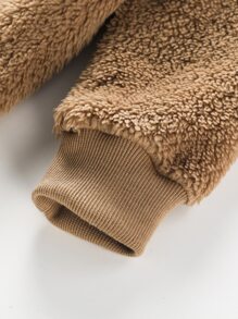 Toddler Boys Zip Up Teddy Coat - Coffee Brown - View 4