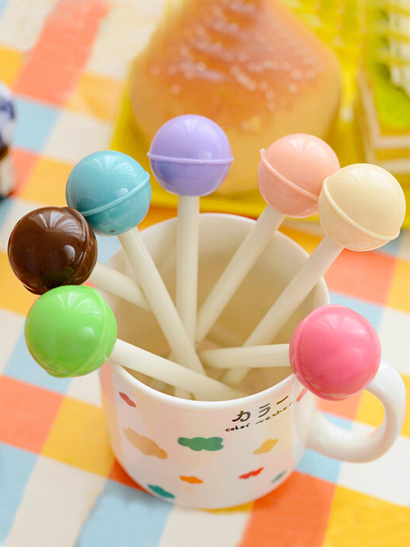 4pcs Random Color Creative Lollipop Shaped Neutral Pens, 0.5mm Black Refill, Suitable For Study And Office - Multicolor - View 1
