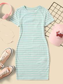SHEIN Gorotas Adolescentes Vestidos Listrado Malhado