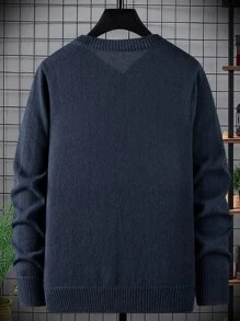 Manfinity Hombres Jersey tejido de cable - Azul Marino - Ver 2