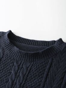 Manfinity Hombres Jersey tejido de cable - Azul Marino - Ver 3