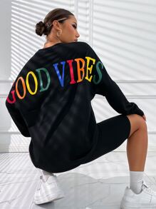 SHEIN Unity Áo thun nữ Lá thư Giải trí - màu đen - Xem 5