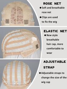 白色合成纖維26英寸長直齊瀏海女士假髮,耐高溫髮絲,適用於日常穿著、角色扮演和新年派對 - 白色 - 查看 6