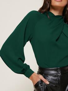 SHEIN Privé Cross Wrap Front Bishop Sleeve Top