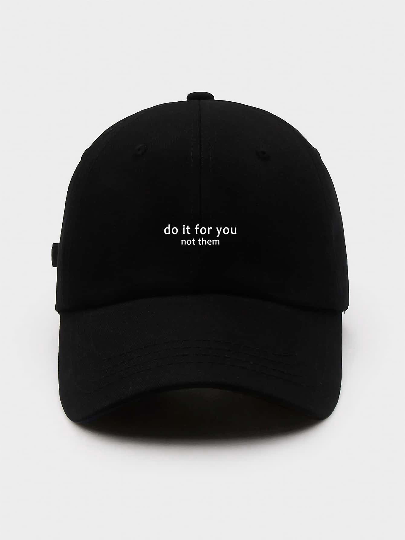 Men Slogan Graphic Baseball Cap Casual - Black - View 1