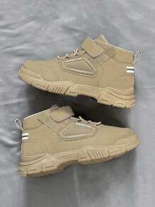 Boys Letter Graphic Hook-and-loop Fastener Boots - Camel - View 1