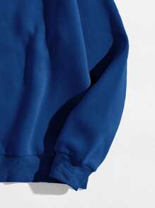 Flirla Plus Letter Graphic Drop Shoulder Sweatshirt - Blue - View 4