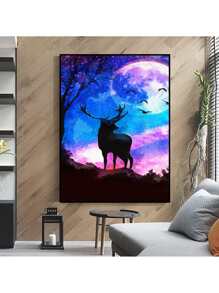 Elk Pattern DIY Diamond Unframed Painting - Nhiều màu - Xem 1