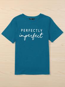 Mulvari 大碼字母圖案T恤 - 水鴨藍 - 查看 3