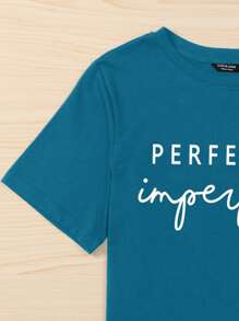 Mulvari 大碼字母圖案T恤 - 水鴨藍 - 查看 4