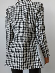 RueChic Plaid Lapel Collar Double Breasted Overcoat - Multicolor - View 2