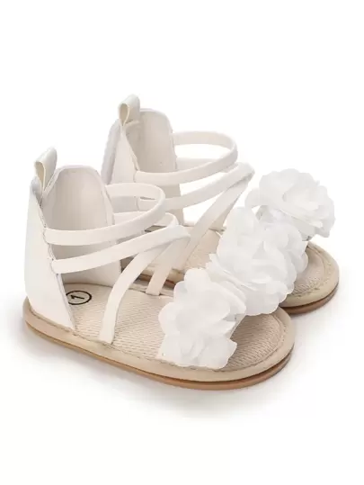 嬰兒花朵裝飾踝帶涼鞋