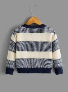 SHEIN Toddler Boys Striped Pattern Jumper - Multicolor - View 2