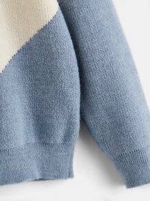 SHEIN Toddler Boys Chevron Pattern Jumper - Multicolor - View 4