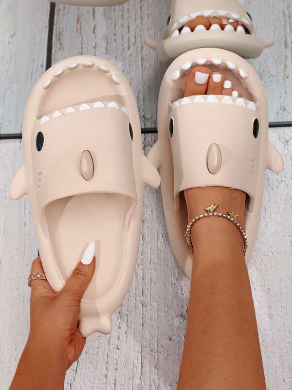 Women's Apricotcolored Shark Design Cartoon Slippers For College