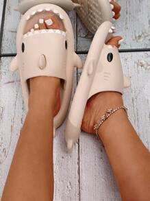 Dép đế dày hở mũi hình cá mập, Dép đi biển hoạt hình dễ thương, Dép đi biển dự tiệc mùa hè cho cả nam và nữ - Màu be - Xem 5
