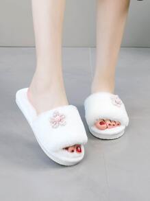 Dép đi trong Nhà dành Nữ Đề can màu trơn Sẵn sàng - trắng - Xem 2