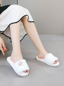 Dép đi trong Nhà dành Nữ Đề can màu trơn Sẵn sàng - trắng - Xem 3