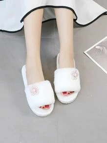 Dép đi trong Nhà dành Nữ Đề can màu trơn Sẵn sàng - trắng - Xem 4