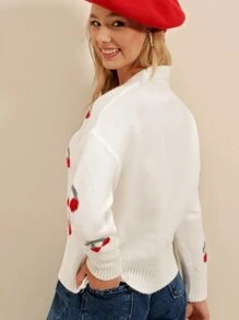 RueChic Casual Fruit & groenten Cardigan Voorpand met Knoopjes