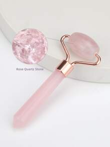 1 件玫瑰石英眼部按摩滚轮天然玉石滚轮亚克力手柄面部按摩器面部滚轮面部刮痧护肤工具适合女性、美容、护肤产品、水疗、自我护理、护肤工具、面部护理、美容师用品、按摩、面部按摩工具、面部滚轮