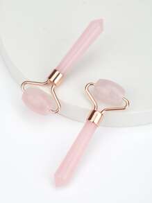 1 件玫瑰石英眼部按摩滚轮天然玉石滚轮亚克力手柄面部按摩器面部滚轮面部刮痧护肤工具适合女性、美容、护肤产品、水疗、自我护理、护肤工具、面部护理、美容师用品、按摩、面部按摩工具、面部滚轮