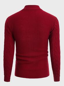 Manfinity Men Cable Knit Jumper - Burgundy - View 3