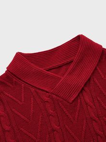 Manfinity Men Cable Knit Jumper - Burgundy - View 4