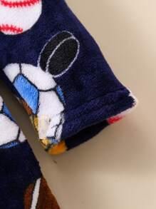 Niños Bata de dormir fútbol con capucha con cinturón de franela - Azul Marino - Ver 3