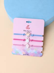 3 piezas/set de dijes de animales de aleación de Zinc para niñas, rosa y blanco, pulseras de amistad trenzadas de poliéster encerado multicolor para uso diario - Multicolor - Ver 2