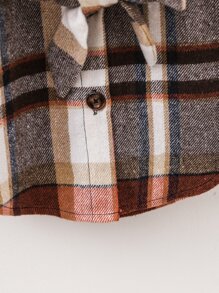 小女童格紋荷葉袖繫腰帶洋裝