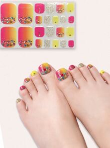 新款渐变3D立体贝壳脚趾甲贴纸，夏季海滩主题脚部美甲贴花 - 彩色 - 查看 3