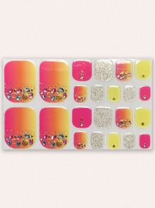 新款渐变3D立体贝壳脚趾甲贴纸，夏季海滩主题脚部美甲贴花 - 彩色 - 查看 4