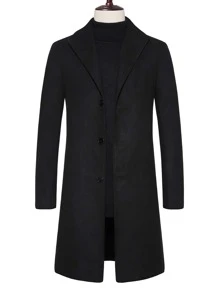 Manfinity Homme 男士1入組單排釦花呢外套 - 黑色 - 查看 1