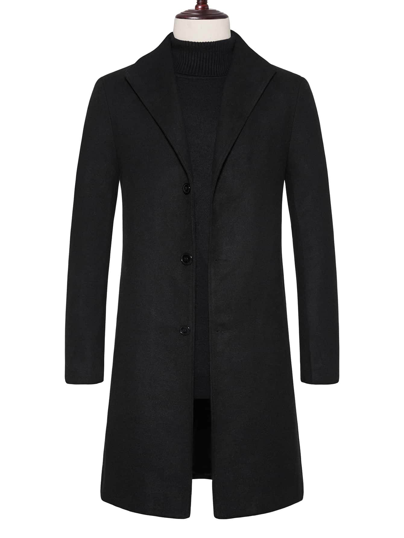 Manfinity Homme 男士1入組單排釦花呢外套 - 黑色 - 查看 1