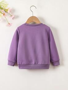 SHEIN 小女童獨角獸和字母圖案運動衫 - 紫色 - 查看 2