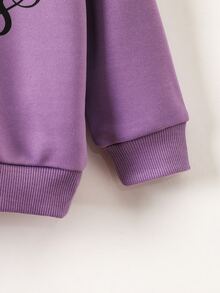 SHEIN 小女童獨角獸和字母圖案運動衫 - 紫色 - 查看 5