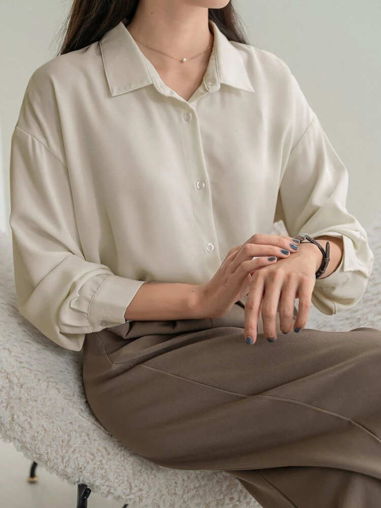 Drop Shoulder Button Front Shirt