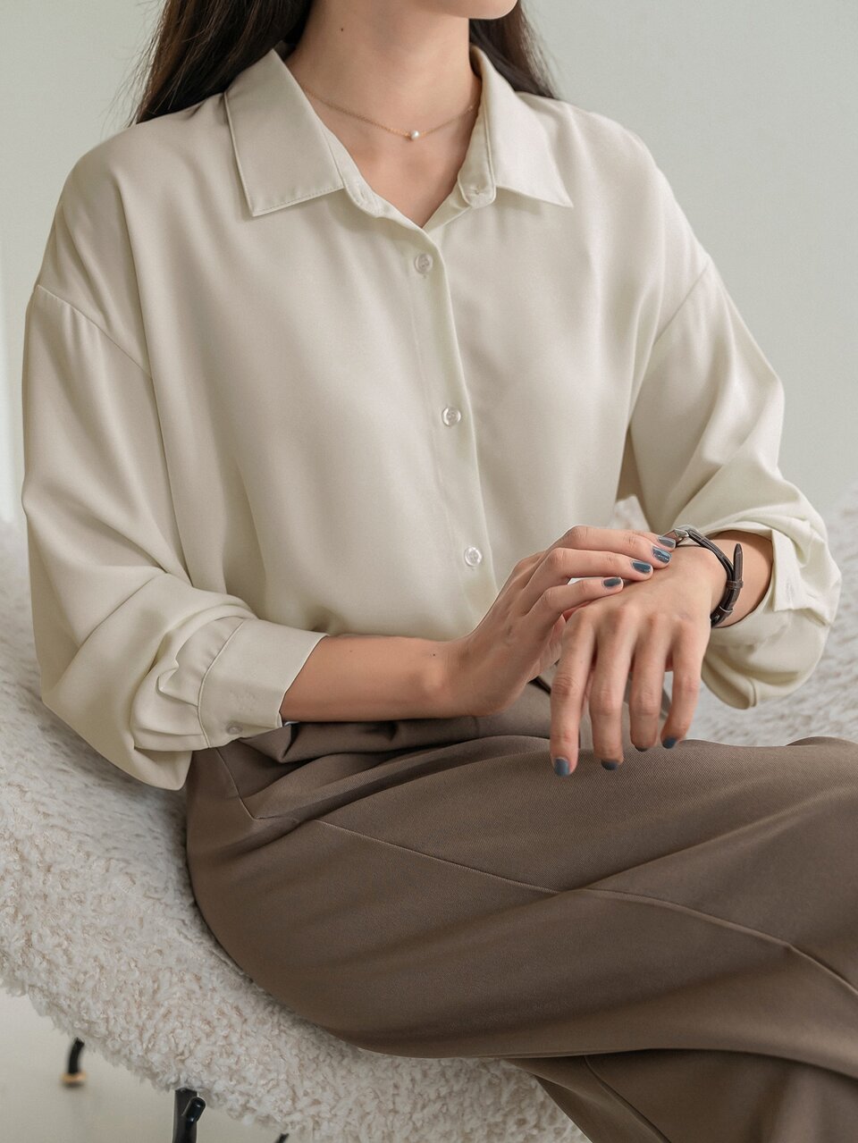 Drop Shoulder Button Front Shirt