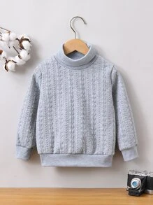 SHEIN Áo nỉ bé trai màu trơn Giải trí - Xám - Xem 1