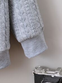 SHEIN Áo nỉ bé trai màu trơn Giải trí - Xám - Xem 3