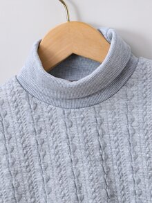 SHEIN Áo nỉ bé trai màu trơn Giải trí - Xám - Xem 5