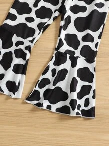 小女童長頸鹿印花T恤帶奶牛圖案喇叭褲 - 彩色 - 查看 4